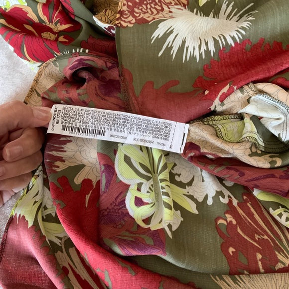 Zara Floral Print Midi Dress/Green,Red, Beige Floral/Women’s Size Large - Picture 3 of 10